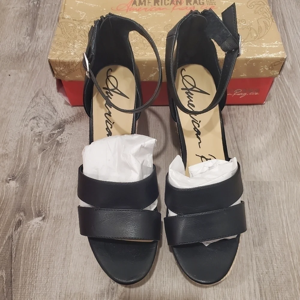 NEW American Rag Tarrah Open Toe Ankle Strap Wedge